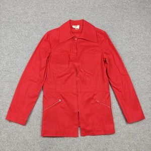 Vintage Georges Rech Jacket Womens Small Red Cotton Twill Zip Pockets France